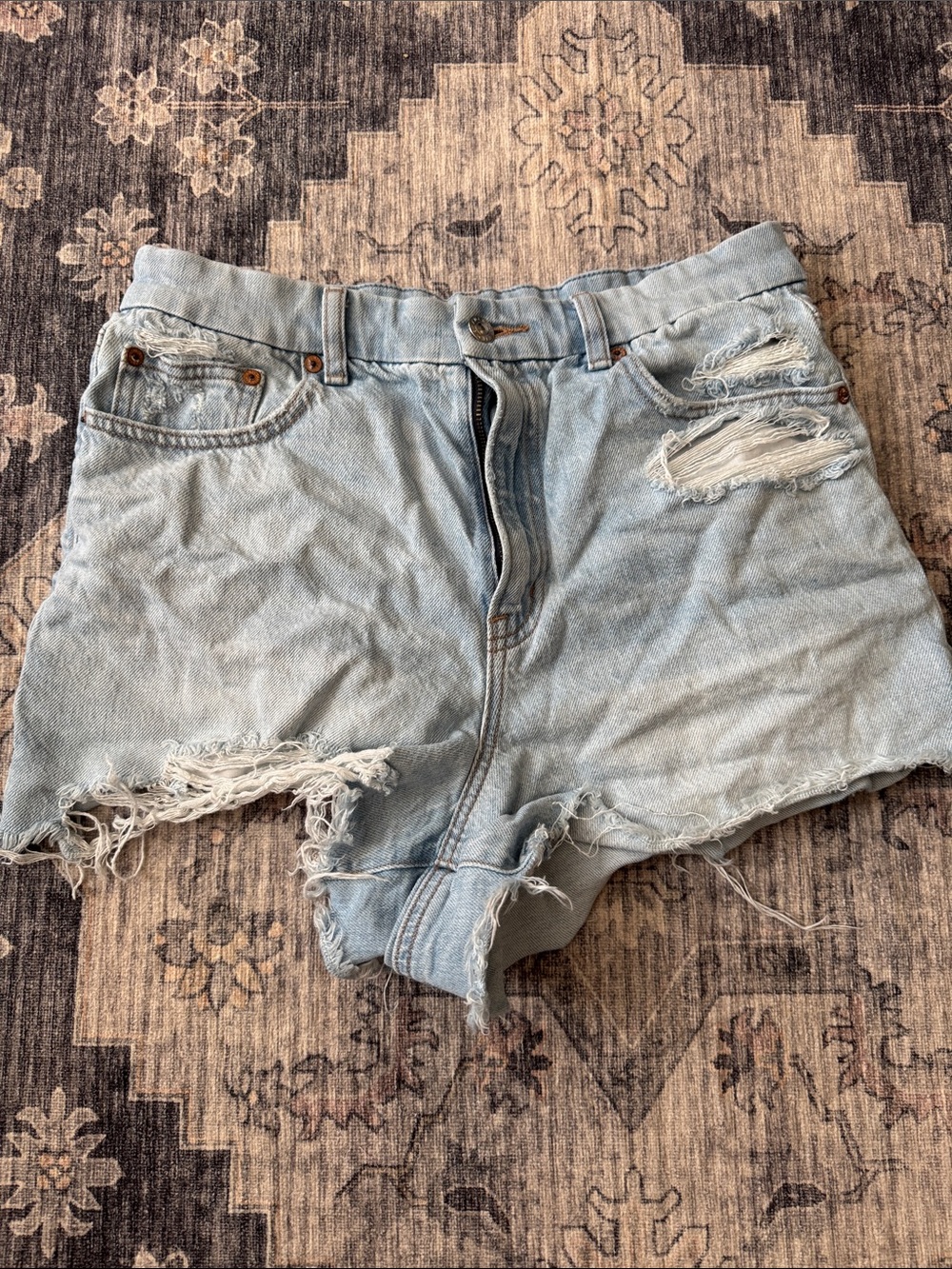 American Eagle Outfitters Light Wash Distressed Denim Shorts
